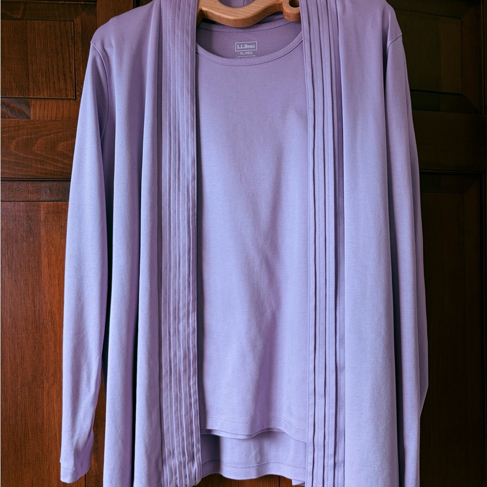 L.L. Bean Lavender Knit Cardigan and Shell Set